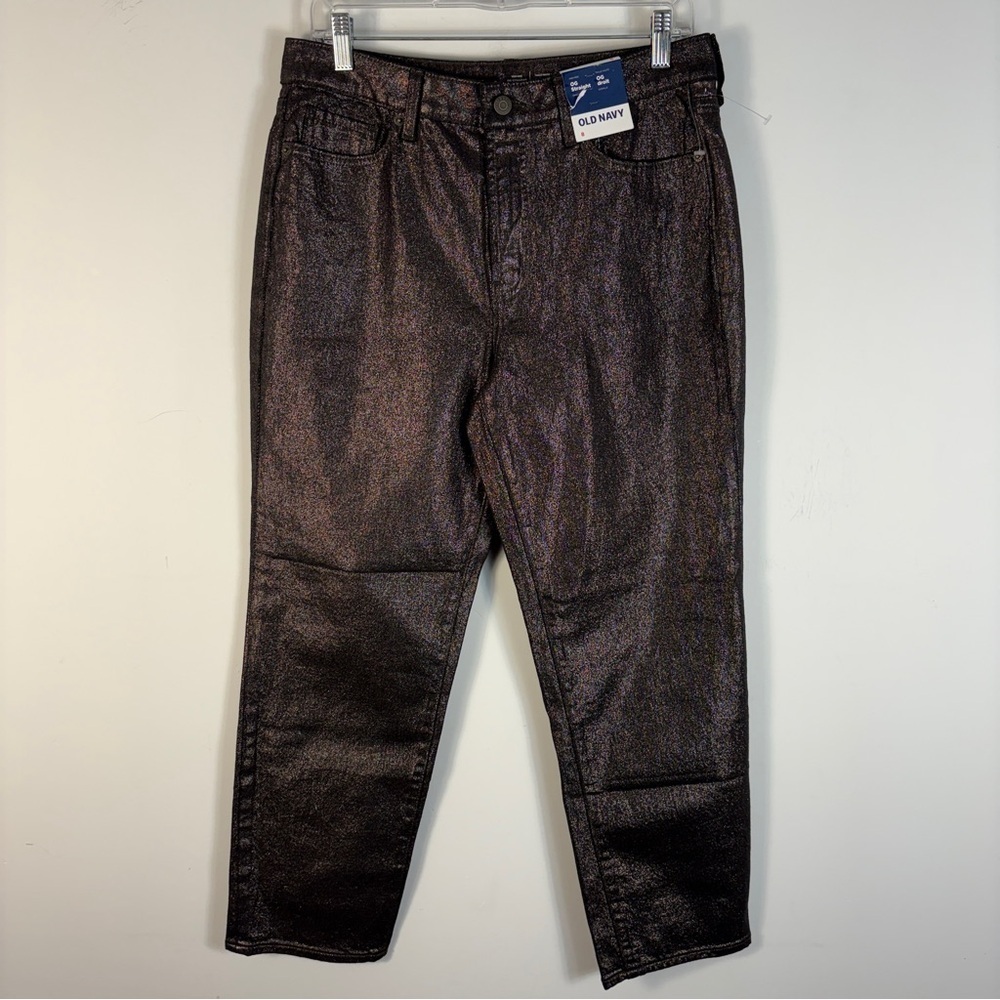 ❤️ Old Navy Shiny OG Straight Leg Denim Pants 8 NWT